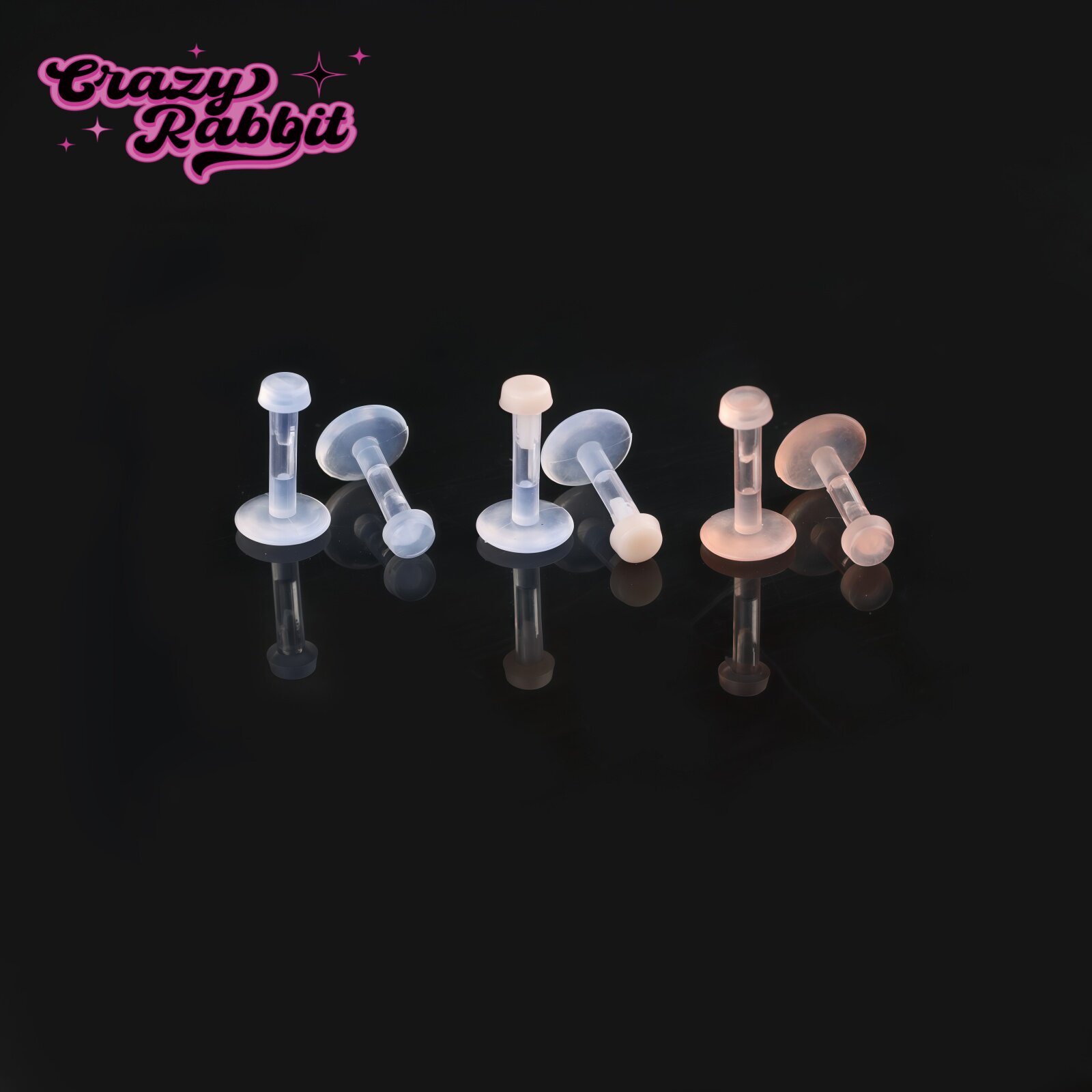 CrazyRabbit 直插款亚克力耳钉隐形耳钉潮流小众穿刺饰品