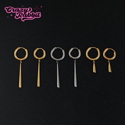 CrazyRabbit钛合金素圈索隆耳环