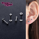 CrazyRabbit 医用钛合金耳骨钉迷你平底养耳洞圆球耳钉睡觉免摘