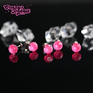 CrazyRabbit 芭比粉华子钛合金耳钉养耳洞耳骨钉耳饰