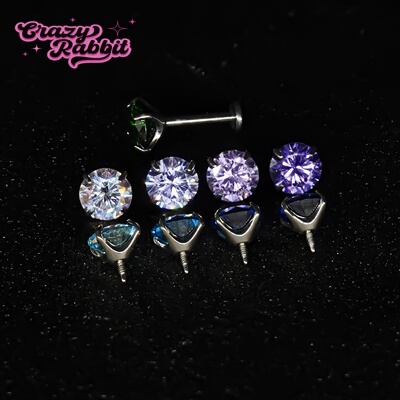 CrazyRabbit紫色锆石钛合金耳钉