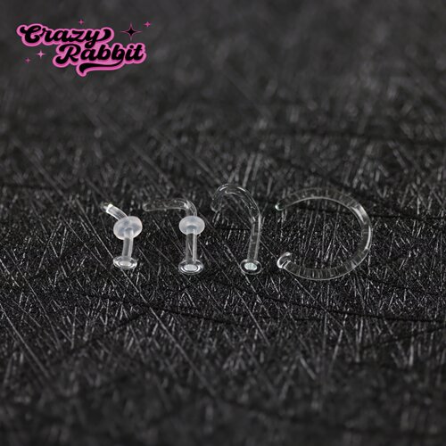 CrazyRabbit 无铅玻璃耳钉透明隐形养耳洞鼻钉耳骨钉学生耳饰品