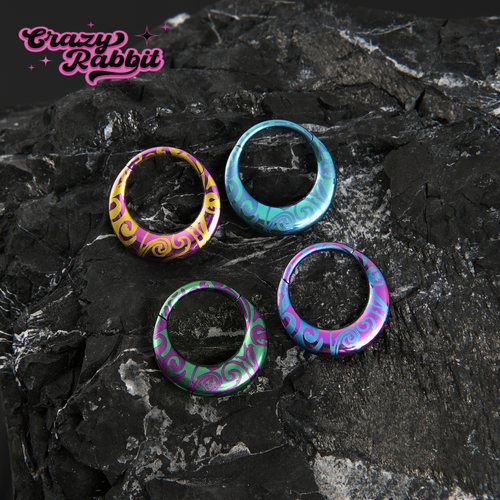 CrazyRabbit 钛合金彩色纹路撞色耳环小众个性月牙环耳圈无缝鼻环