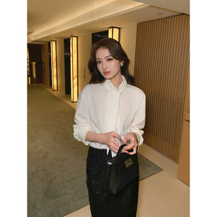 高智多穿系带衬衫 时髦造型 女宽松轻盈通勤飘带衬衣 Lin Maven