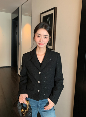 Maven Lin【现货7.5折】奢美高级感短款小香风外套女粗呢气质上衣