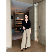 Maven 女松弛感宽松直筒休闲长裤 Lin 极简老钱风高腰休闲阔腿裤