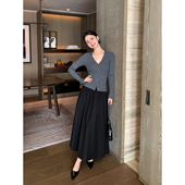现货7折 Maven Lin 高腰半身裙女气质宽松大裙摆伞裙垂感长裙