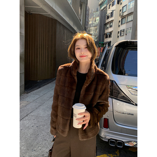 高级蓬松环保仿皮草外套女短款 匠心韵味 立领毛毛大衣 Lin Maven