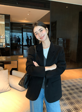 Maven Lin 极简意式 100%羊毛双面呢西装外套女通勤气质呢子西服