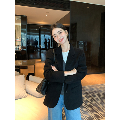 Maven Lin 极简意式 1OO羊毛双面呢西装外套女通勤气质呢子西服