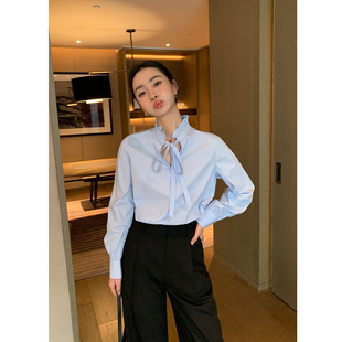 荷叶边绑带衬衫 法式 女设计感莱赛尔珍珠纽扣气质衬衣 Lin Maven