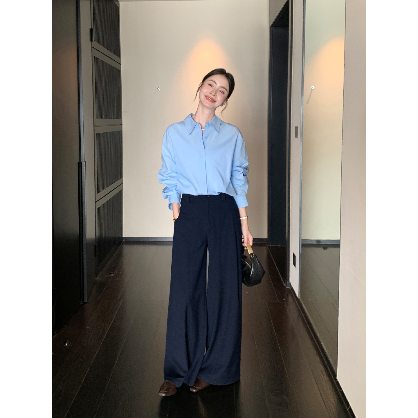 Maven Lin 干练通勤|松弛感阔腿休闲西装裤女高腰宽松直筒长裤子