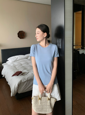 Maven Lin 极简松弛感|莱赛尔圆领短袖T恤女基础款柔软微宽松上衣