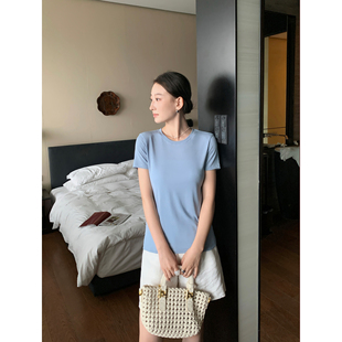 T恤女基础款 Maven 天丝圆领短袖 Lin 柔软微宽松上衣 极简松弛感