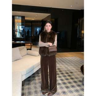 Lin 宽松阔腿长裤 现货7折 复古丝绒休闲直筒裤 时髦松弛 Maven