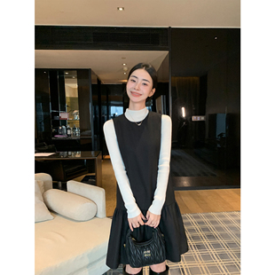 MIU系风 现货7.5折 气质圆领背心裙花苞裙摆连衣裙 Lin Maven