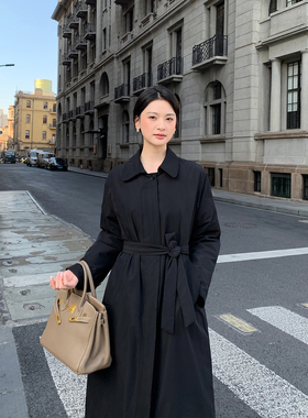 Maven Lin 智感极简 90白鸭绒风衣羽绒服女职场通勤收腰长款外套