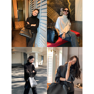 内搭打底衫 100%澳羊毛高领毛衣女秋冬宽松套头针织衫 Lin Maven