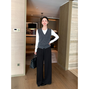 女宽松垂坠感直筒长裤 Maven 简约松紧腰休闲裤 职场通勤范 子 Lin