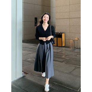 复古百褶半身裙中长款 现货6.5折 高腰显瘦垂感A字裙 Lin Maven