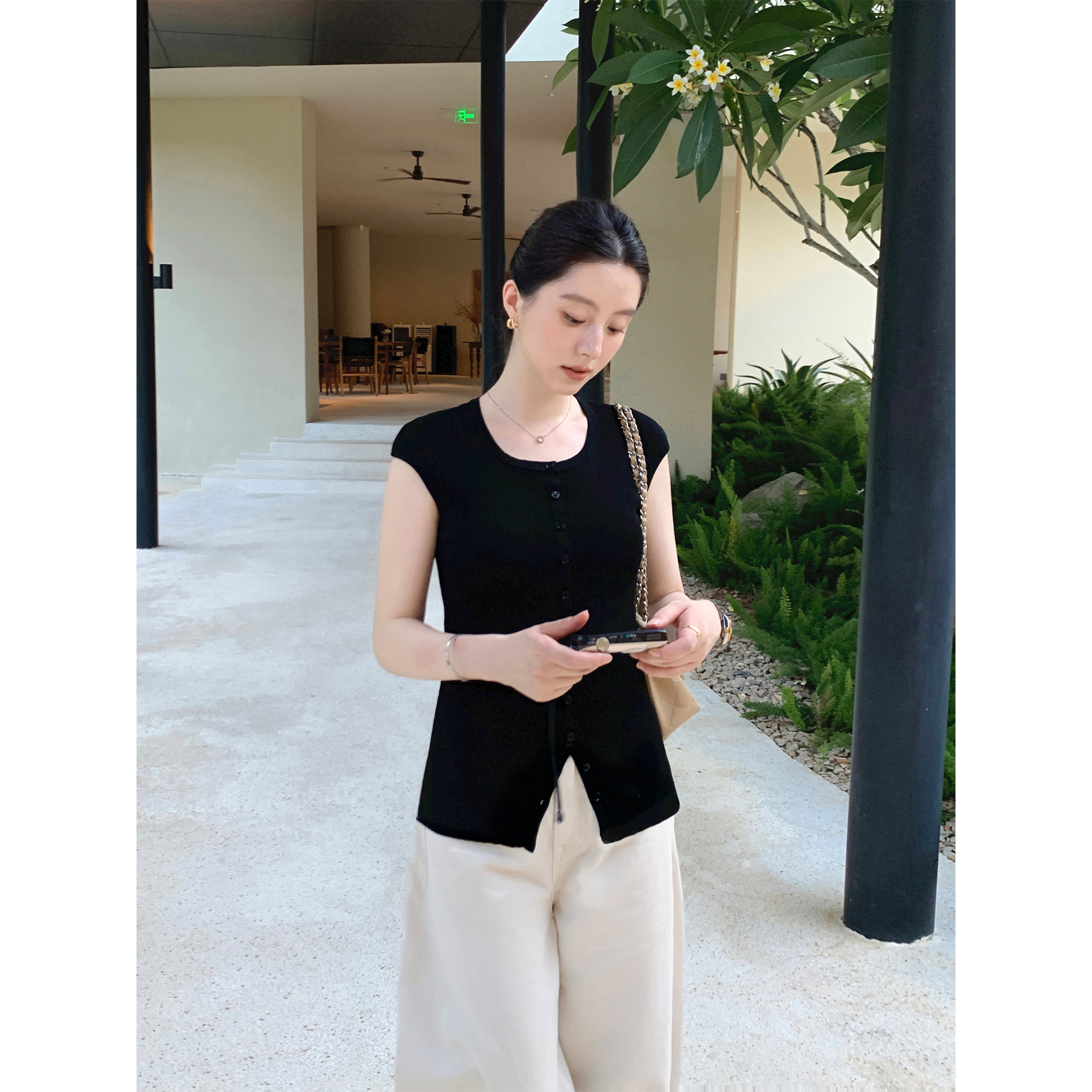 Maven Lin 36支宾利醋酸丝 冰凉柔软圆领小飞袖上衣女休闲松弛t恤