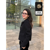 Lin 黑色小香风外套女春秋新款 法式 Maven 高级感气质短款 呢子上衣