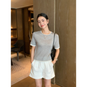 女夏休闲裤 Maven 宽松卷边 静奢老钱 度假感简约短裤 Lin 镇店亚麻