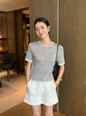 Maven Lin 镇店亚麻 静奢老钱|度假感简约短裤女夏休闲裤宽松卷边