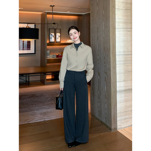 极简后松紧高腰西装 重磅推荐 裤 女保暖通勤阔腿裤 Maven 西裤 Lin