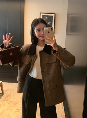 Maven Lin 羊毛100%呢子外套女2025秋冬高级感气质翻领复古西装