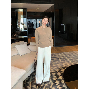 Lin 通勤长裤 都市漫步 女简约松紧腰阔腿裤 宽松直筒休闲裤 Maven