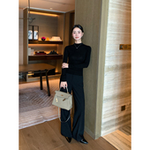 女休闲高级感立裁阔腿裤 Maven 黑色垂感直筒西装 裤 Lin 职场绅影