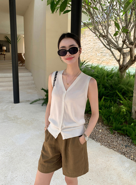 Maven Lin 重磅推荐|莱赛尔松弛V领针织开衫马甲女背心马夹上衣