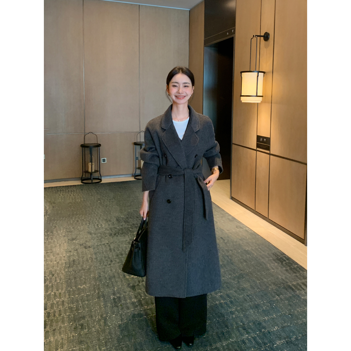 Maven Lin 都市新贵 重磅羊毛长款外套女气质保暖骆驼绒毛呢大衣