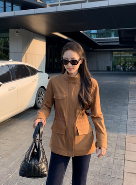 Maven Lin【现货7.5折】静奢雾感 麂皮绒立领工装外套女收腰夹克