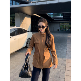 麂皮绒立领工装 Maven 静奢雾感 现货7.5折 外套女收腰夹克 Lin