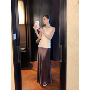 高级感缎面半身裙女轻奢优雅醋酸鱼尾长裙 矜贵轻都市 Maven Lin