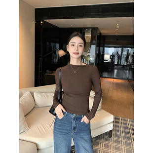 显瘦长袖 Maven 设计感不规则半高领上衣女气质修身 高智风 t恤 Lin