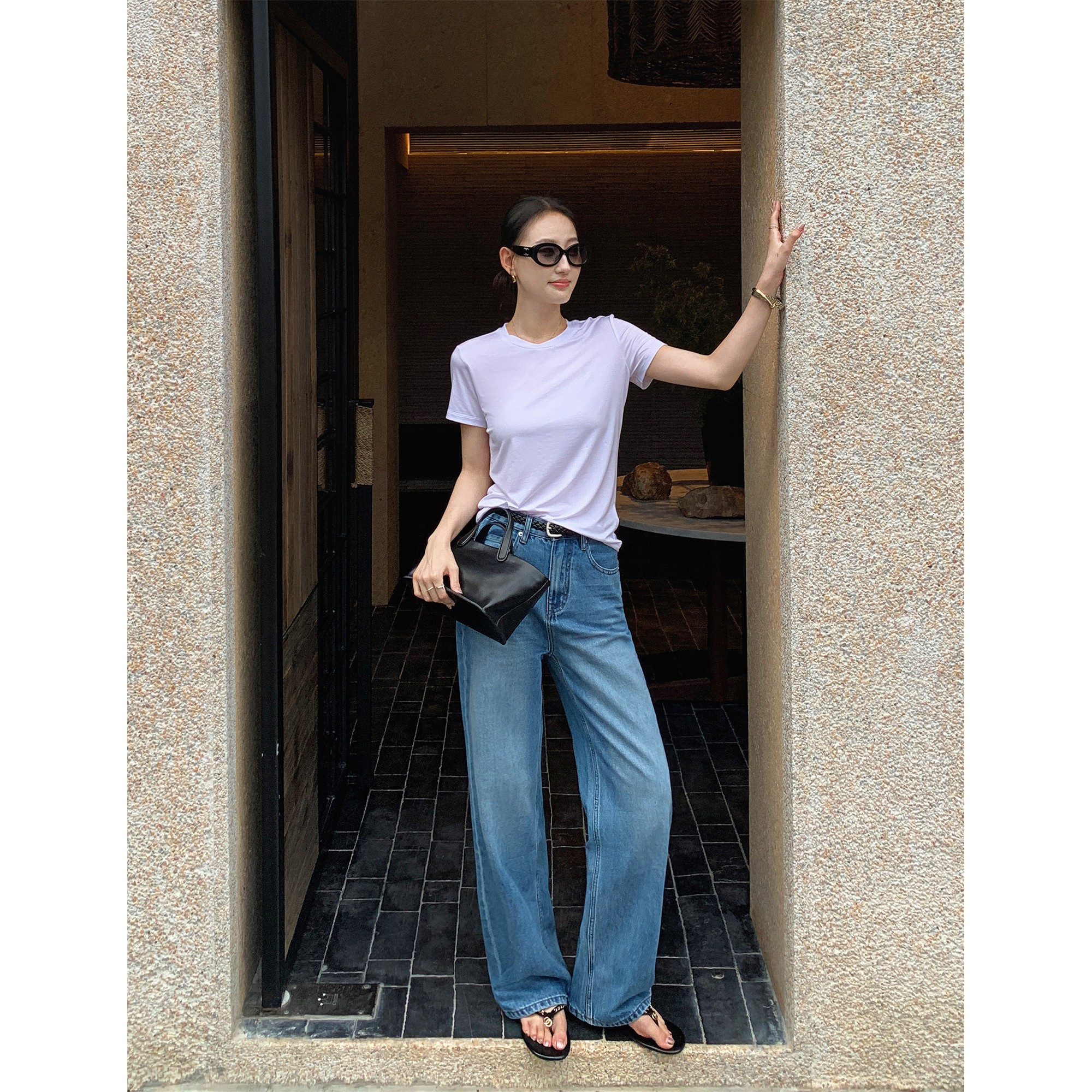 Maven Lin 四季刚需|经典直筒牛仔裤女高腰宽松阔腿裤全棉休闲裤
