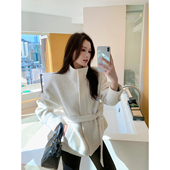 Maven 毛呢大衣 羊毛立领呢子外套女廓形收腰短款 Lin 老钱温感