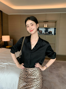 Maven Lin 职场通勤|高级感醋酸翻领衬衫女气质贵价宽松休闲衬衣