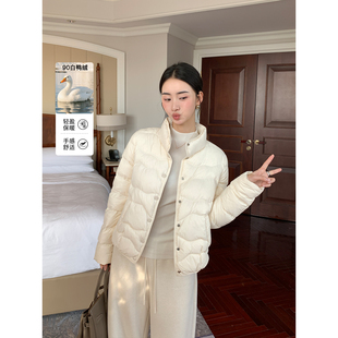 立领波浪羽绒服女通勤保暖短款 轻暖90白鸭绒 羽绒外套 Lin Maven