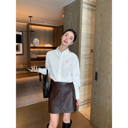 Maven Lin 矜贵静奢 莱赛尔垂感翻领衬衫女刺绣基础通勤长袖衬衣