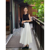 a字裙显瘦中长款 Maven 新款 廓形感复古伞裙夏季 白色半身裙 Lin