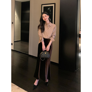 高级感醋酸丝绒半身裙女显瘦鱼尾裙复古半裙 现货7折 Maven Lin