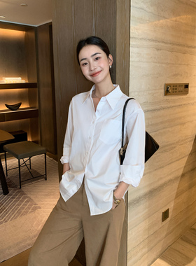 Maven Lin 静奢老钱风 1OO棉长袖衬衫女慵懒感宽松休闲气质上衣