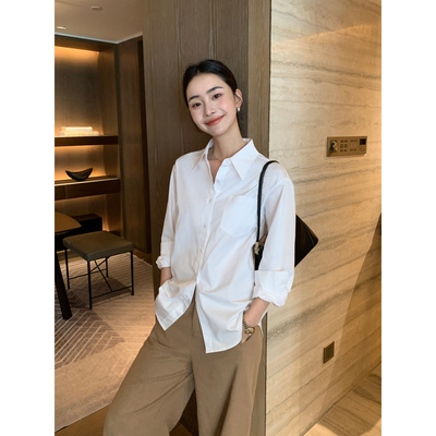 Maven Lin 静奢老钱风 1OO棉长袖衬衫女慵懒感宽松休闲气质上衣