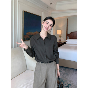 Lin 衬衫 知性娴雅 翻领长袖 女高级感宽松白领叠穿衬衣 经典 Maven