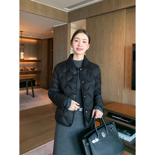 90白鸭绒短款 贵价臻选 羽绒服女气质翻领拼接轻薄外套 Lin Maven