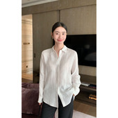 经典 智性 老钱风1OO亚麻长袖 MavenLin 衬衫 女休闲宽松衬衣上衣